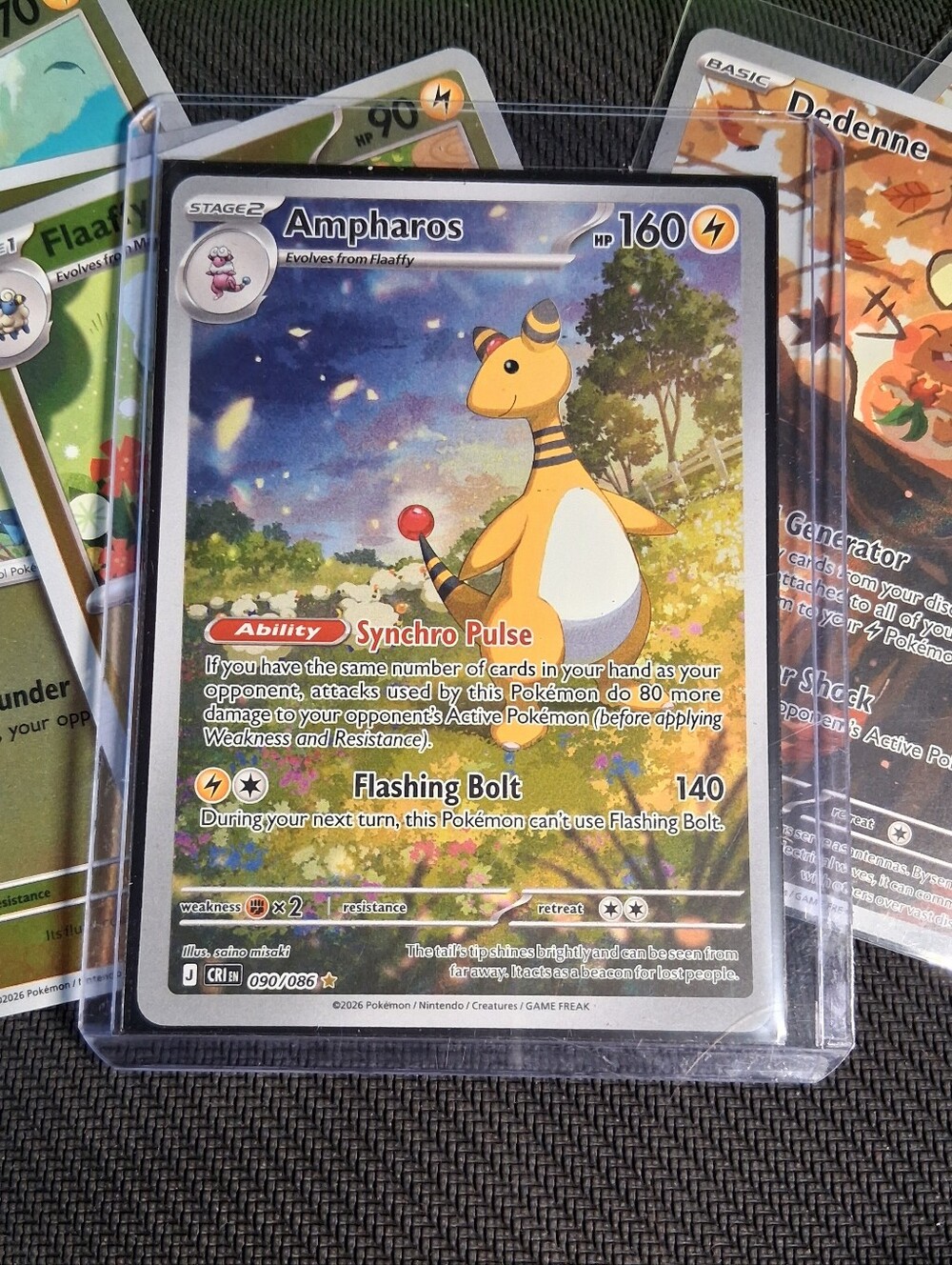 Pokemon TCG Ampharos Art Rare ~ Flaaffy ~ Mareep ~ Dedenne Evolution Card Lot NM